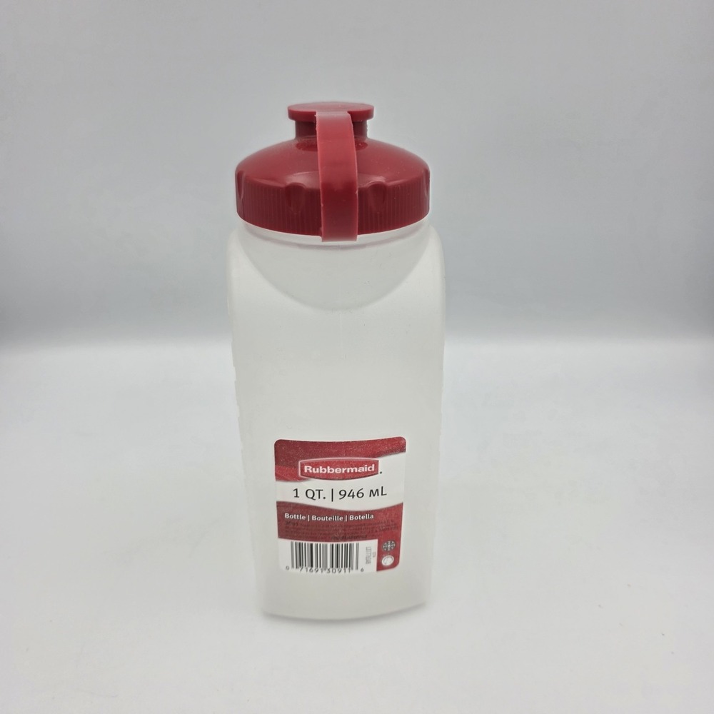 Rubbermaid 1 Qt 32 Oz Water Bottle Container Red Lid 3091 USA